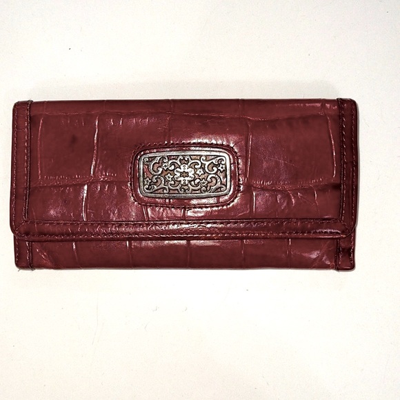 Brighton, vintage maroon crocodile embossed wallet - Picture 1 of 3